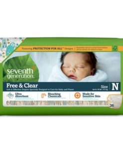Seventh Generation Baby  Free and Clear Diapers N Up to 10 Pounds    36 Diapers