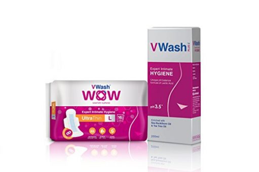 VWash Combo Pack of VWash Plus 200ml + VWash WOW Sanitary Napkin UltraThin 16s