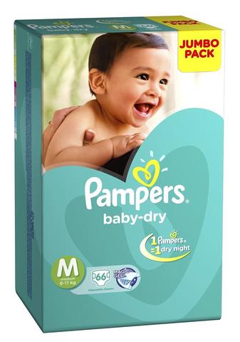 PAMPERS BABY DRY DIAPER MEDIUM JUMBO PACK>Procter & Gamble Hygiene and Health Care Ltd
