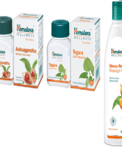HIMALAYA Wellness Anti-Stress Combo PACK (Ashvagandha 60 Tablets, Tagara 60 Tablets, Stress Relief Massage Oil 200ml)