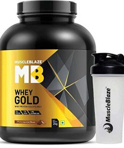 MuscleBlaze Whey Gold 100% Whey Protein Isolate with Digezyme (Mocha Cappucino  2kg / 4 4 lb) With Shaker Free