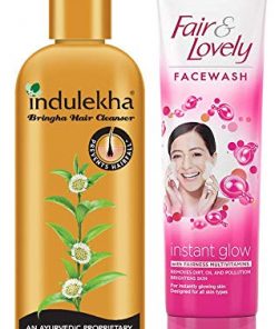 Indulekha Bringha Anti Hair Fall Shampoo, 200ml & Fair & Lovely Fairness Face Wash, 100g