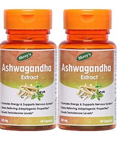Shrey's Ashwagandha Extract, 500 mg for Boost Immune System, Relieves Chronic Stress and Improves Stamina Level   120 Capsules (Pack of 2) for height growth