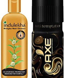 Indulekha Bringha Anti Hair Fall Shampoo, 200ml & AXE Dark Temptation Deodorant, 150ml