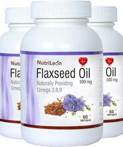 NutriLeon Flaxseed Oil (Omega 369) Extra virgin Cold pressed 500mg 60Capsules (Pack of 3)