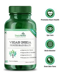 Simply Herbal Vegan Omega 800mg Triple Strength + DHA - 60 capsules (1) for depression relieve