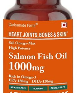 Carbamide Forte Salmon Fish Oil 1000mg Capsule for Men & for Women with Omega 3 300mg: EPA 180mg  DHA 120mg Supplement – 150 Softgel Capsules
