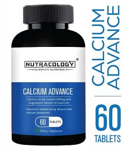 Nutracology Calcium Advance Calcium citrate malate 1000mg with Magnesium vitamin D3 and zinc for strong bones for height growth