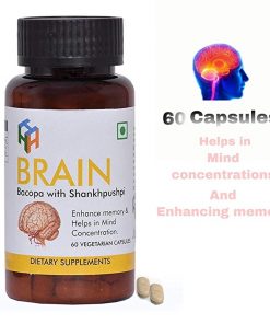 Honey Dew Herbal Brain Supplement with Bacopa(Brahmi) and Shankhpushpi (Enhance Memory & Helps in Mind Concentration)- 500mg - 60 veg capsules for depression relieve