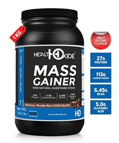 HealthOxide Mass Weight Gainer Powder With 100% Natural Sweetener Stevia  1 kg (Rich Chocolate) for weight gain