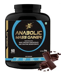 yapsnbelly MightyX Anabolic Lean Mass Gainer with Shaker (Chocolate , 3 kg) for weight gain