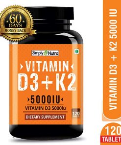 Simply Nutra Vitamin D3 5000 IU with Vitamin K2 MK7 100mcg Supplement | High Potency & Vegetarian Vitamin D3 and K2 – 120 Tablets (1) for depression relieve