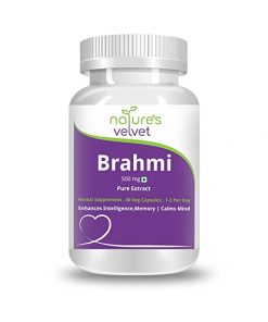 Nature's Velvet Lifecare Brahmi (Bacopa Monnieri) Pure Extract 500 mg, 60 Veg Capsules - Pack of 1 for depression relieve