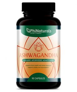 Phi Naturals Ashwagandha Organic Herbal Supplement 500mg 90 Capsules for thyroid