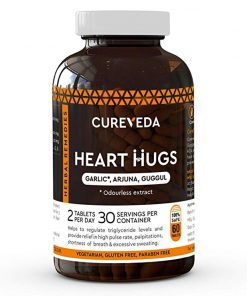 Cureveda Herbal Heart Hugs  For Healthy Heart Cardiac Wellness Cholesterol control  60 Tablets for thyroid