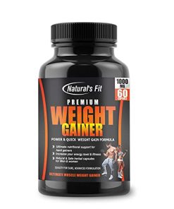 Naturals Fit Premium Weight Gainer Capsule Supplement 1000mg Natural Weight Gainer Supplement, Muscle Booster, Appetite Enhancer 100% Safe for Men and Women (60 Veg Capsules) for weight gain