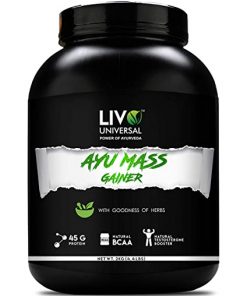 Livo Universal AYU Mass Gainer with AYURVEDIC HERBS | 13 Days Mass Gain Formula  Chocolate  2KG for weight gain
