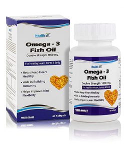 Healthvit Omega 3 Fish Oil 1000mg Double Strength 160mg EPA 120mg 60 Capsules