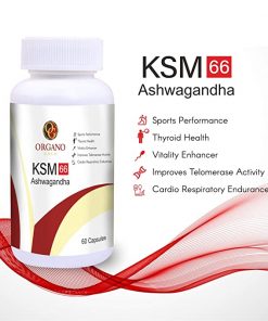 Organo Gold KSM-66 - Pure Ashwagandha Root Extract with 5% Withnoloids For Sports Performance, Testosterone Booster, Thyroid health, 500mg - 60 Veg Capsules for depression relieve