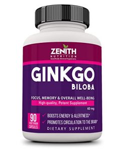 ZENITH NUTRITION Ginkgo Biloba (Supports Mental clarity  Focus & Memory) 60 mg   90 Veg Capsules