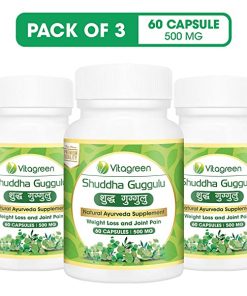 VitaGreen GUGGUL for Cholesterol, Loose Weight, Immunity, 500 mg, 180 Capsules (Pack of 3) 100% Herbal for thyroid