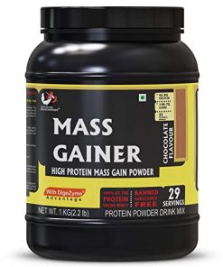 Advance MuscleMass Mass Gainer with Enzyme Blend | 7.15 G Protein | 23.46 G Carbs | Lab tested | Made from Whey Protein only | Raw Whey from USA | Chocolate Flavour | 1 Kg / 2.2 lb for weight gain