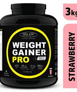 Sinew Nutrition Weight Gainer Pro with Digestive Enzymes  3 kg (Strawberry) for weight gain