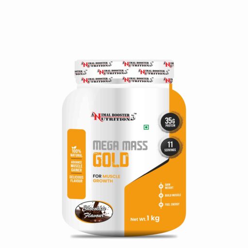 Animal Booster Nutrition Mega Mass Gold For Advance Weight Gainer | 35G OF  100% WHEY PROTEIN with Free Bag for weight gain 
